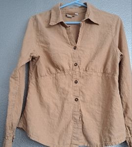 Sweet Grass Beige Blouse  Hemp Organic Cotton Blend   Size M
